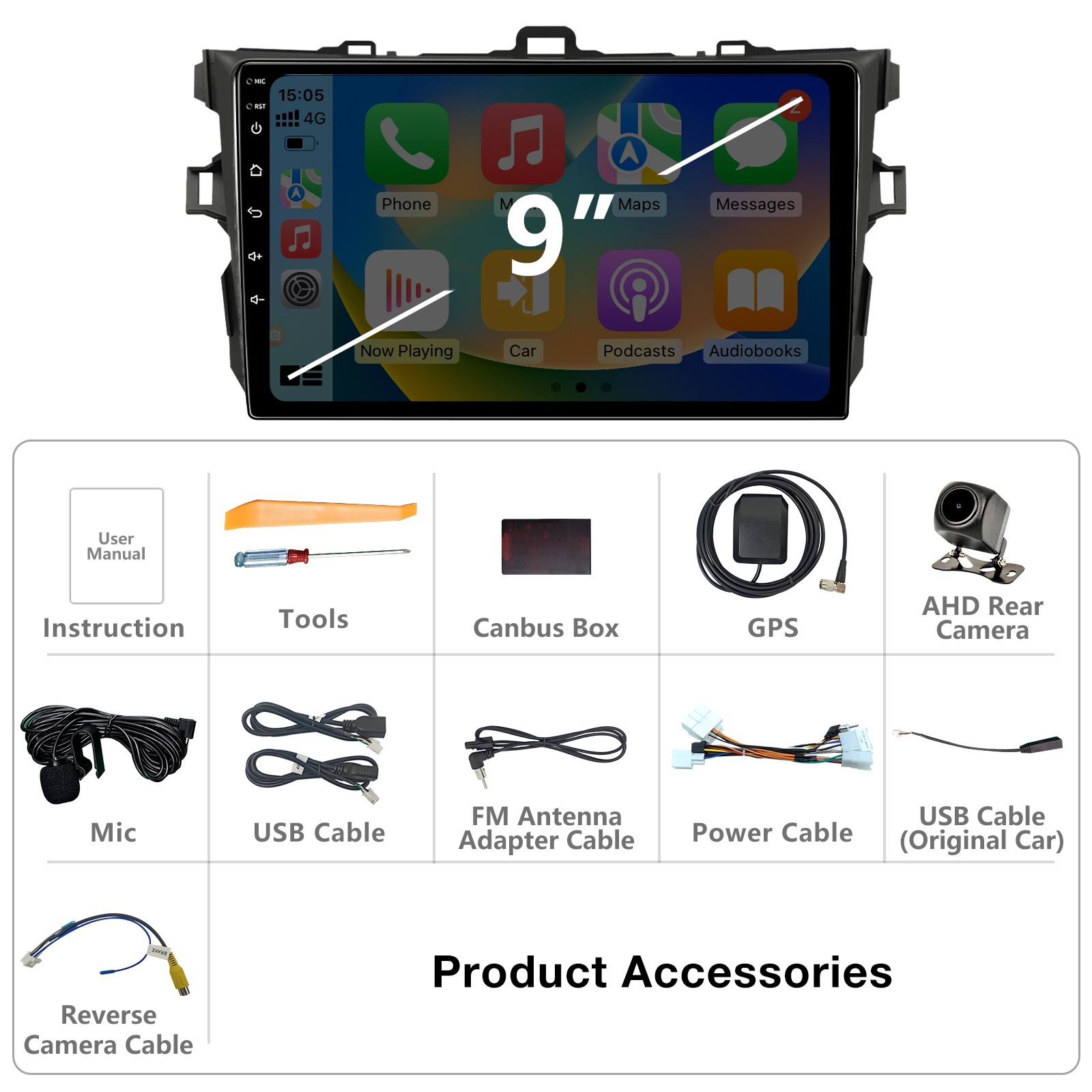 For Toyota Corolla 07-13 GPS Navigation Android 13 Car Stereo Radio WIFI Carplay