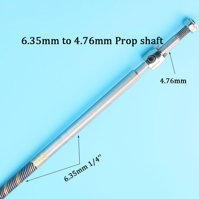 6.35mm Flexible Shaft 6.35mm to 4.76mm 3/16'' Prop Shaft L700mm RC Boat #1854