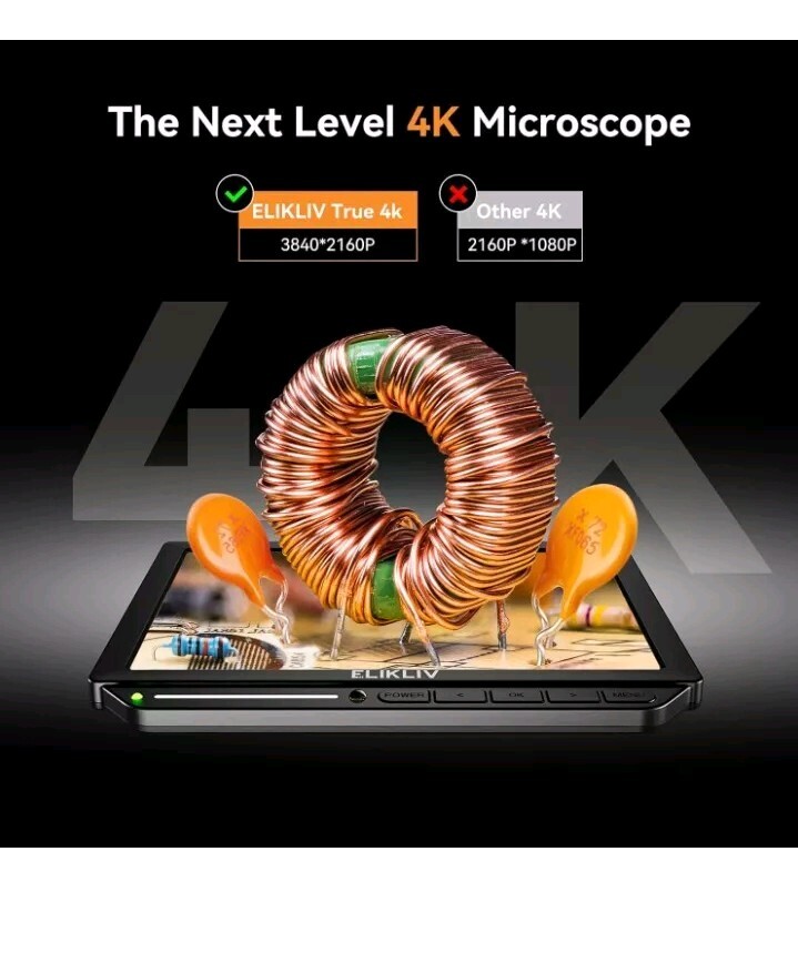 DEFECTIVE Autofocus 4K HDMI Digital Microscope 53MP LCD EM4K Flex Arm 10 G3D