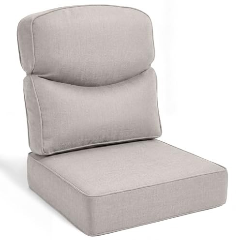 Luxury Outdoor Chair Cushions 24"x24"x6" 30D High Density Foam Deep 1 Beige