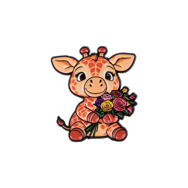 Giraffe Pin Badge Flowers Lapel Pin Giraffe Badge Cute Cute Lapel Flowers