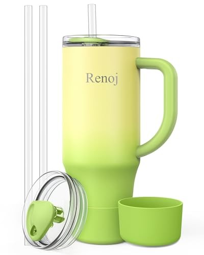 Tumbler with Handle 100% Spill Resistant FlexSlide 32oz Green Gradient