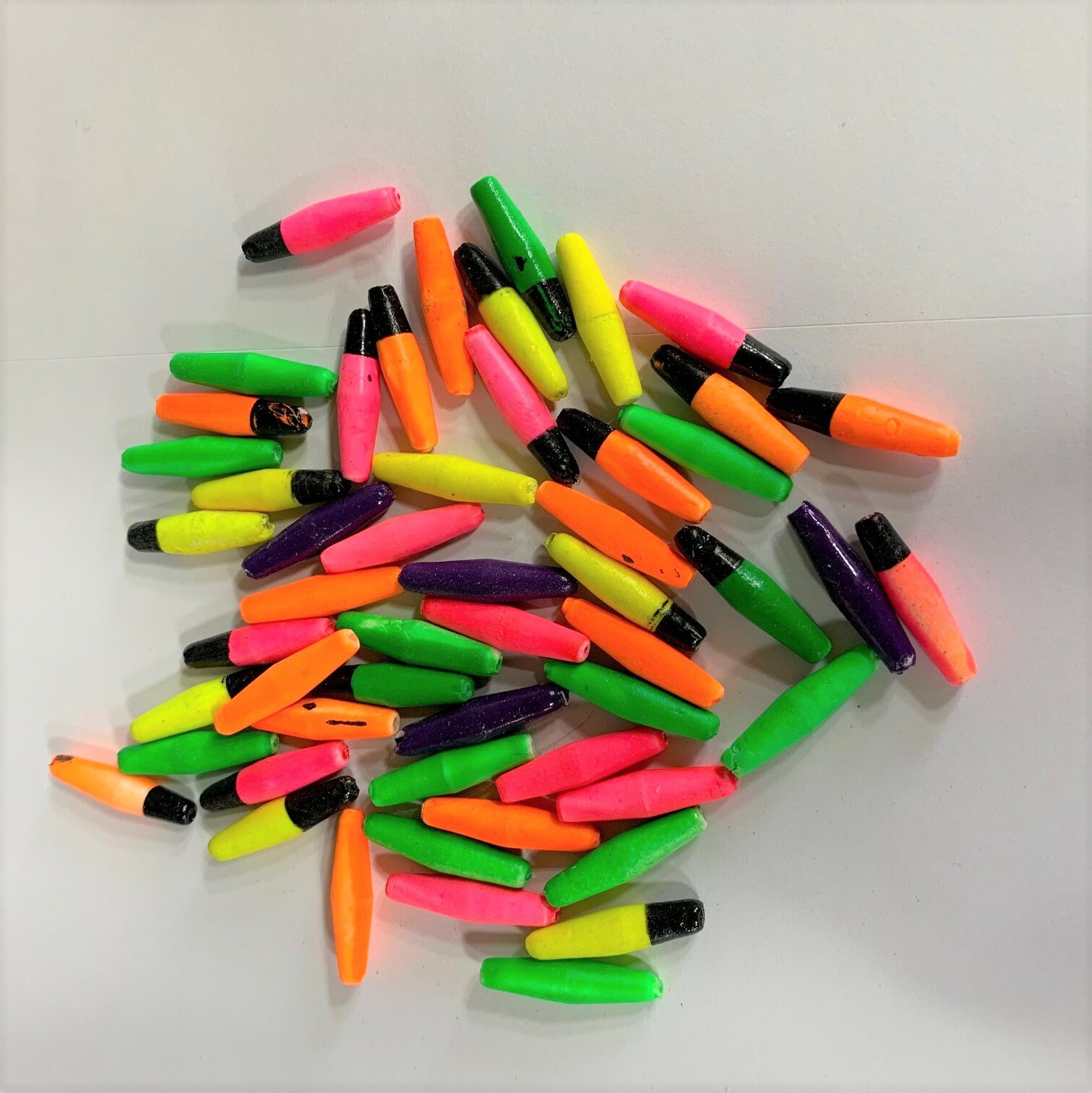 Peg Floats, Varity Packs, 3/4, 1.0. 1.25 and 1,50, (50 +/-) Floats Per Pack