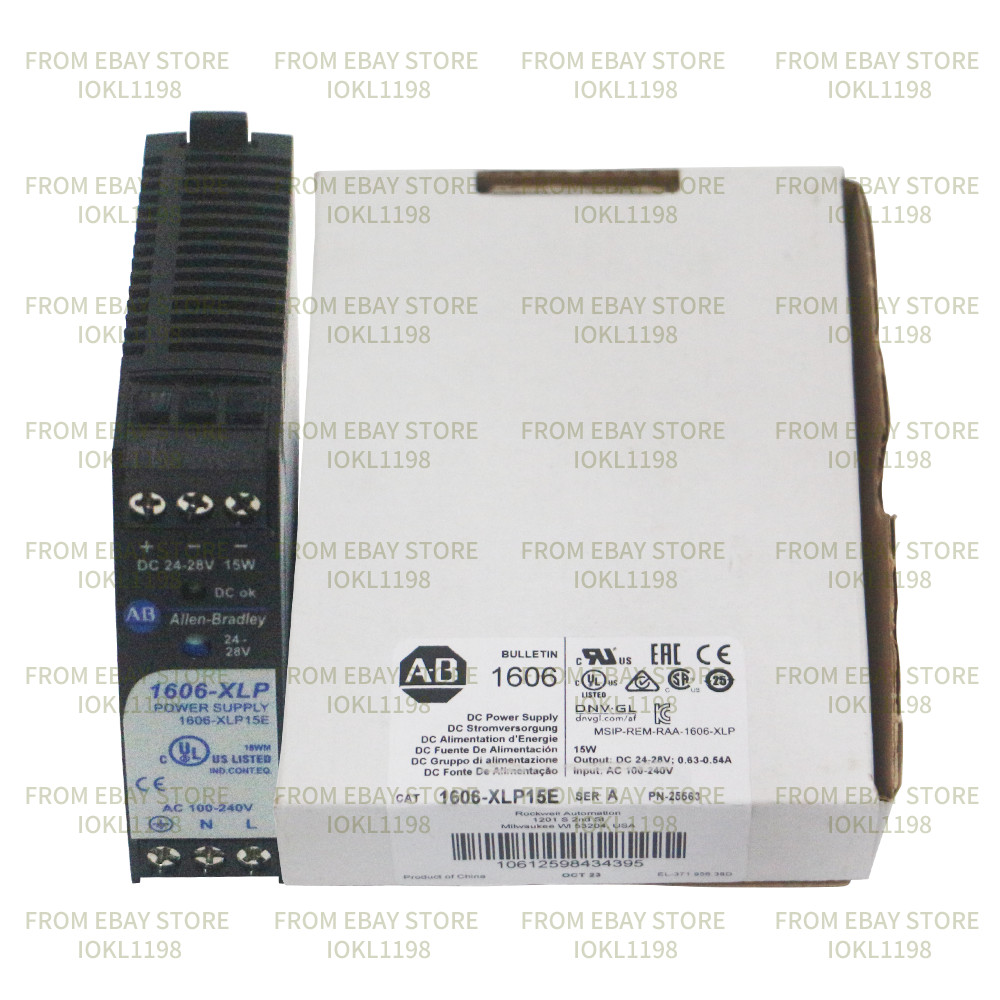 AB New 1606-XLP15E Compact Power Supply 120/240V AC / 85-375V DC Input Voltage