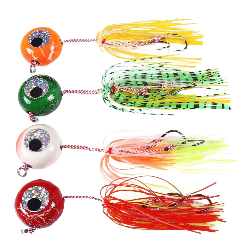 Weighted Glow Lure Round Head Design with Silicone Skirt for Saltwater Fishing