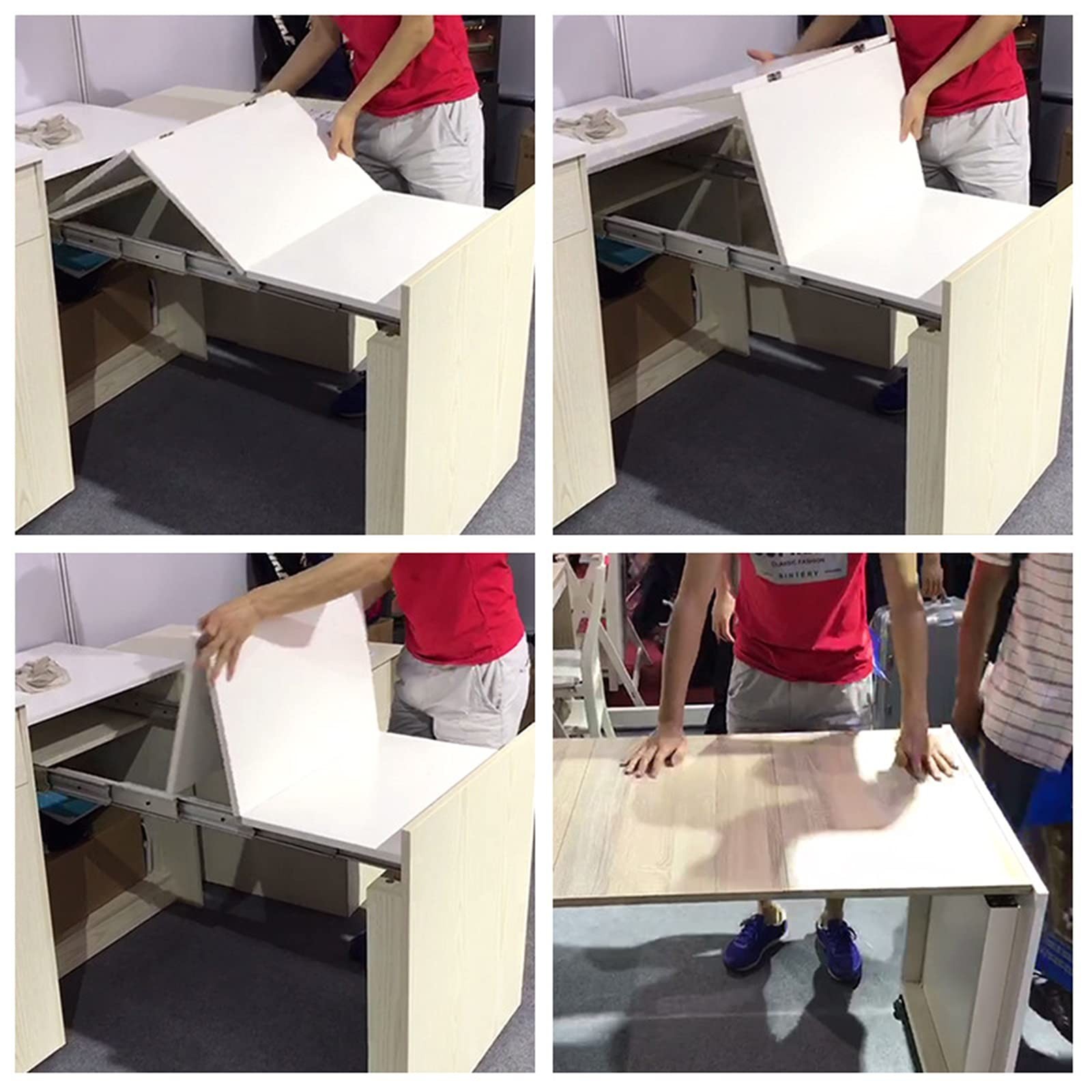 Full Extension Table Slide, Aluminum Telescopic Cabinet Table Guide Rail Hing...
