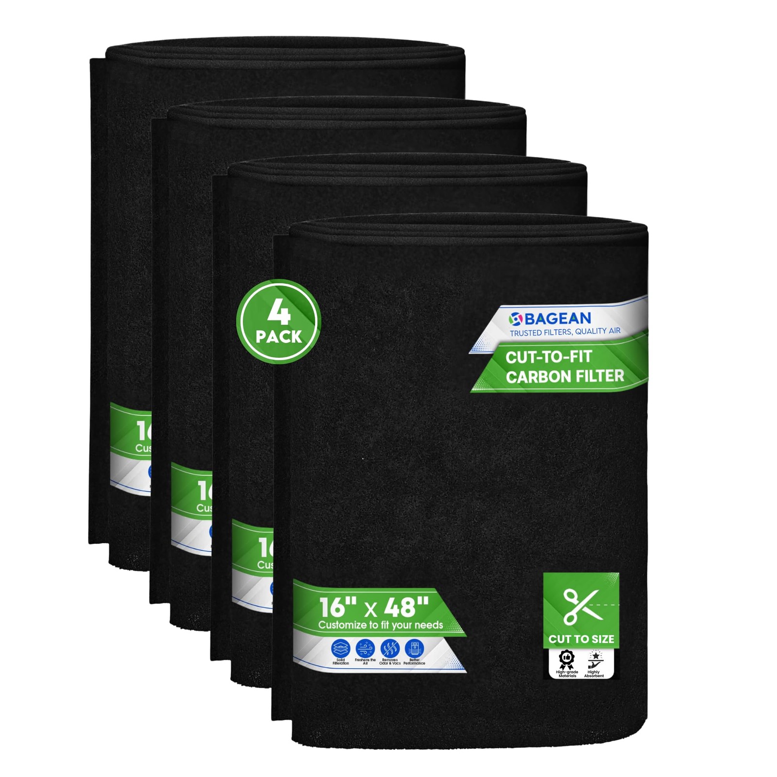 Cut to Fit Activated Carbon Filter 16” x 48” - Activated Carbon Filter for Pu...