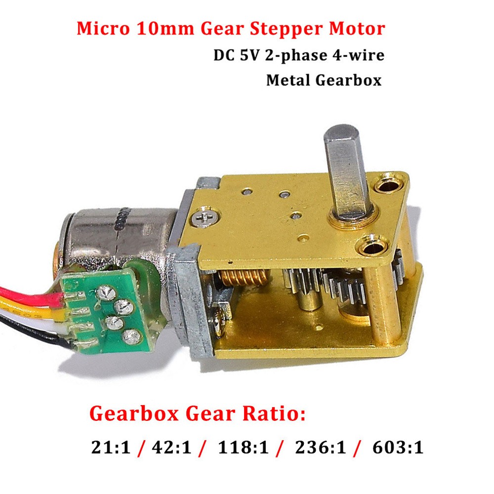 DC 5V 2-phase 4-wire Micro Mini 10mm Metal Gearbox Worm Gear Stepper Motor HOT
