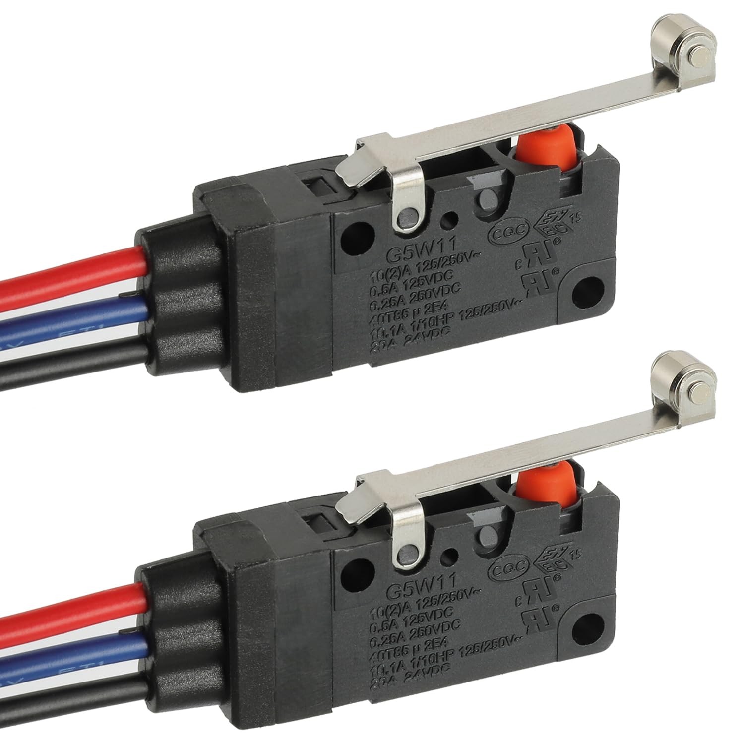 HUAREW 3 PIN Pre-Wired Micro Limit Switch 10A 125 10A, Roller Lever, Black