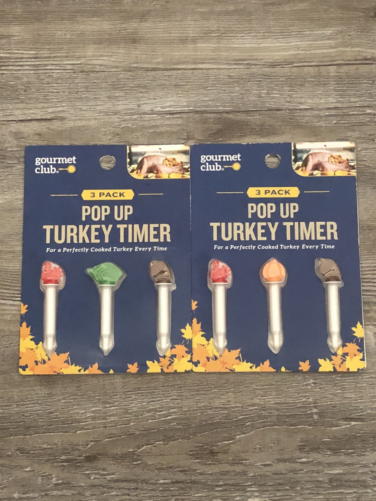2 Packs Of Gourmet Club 3-Pack Pop Up Turkey Timers Thanksgiving￼ ￼￼Themed