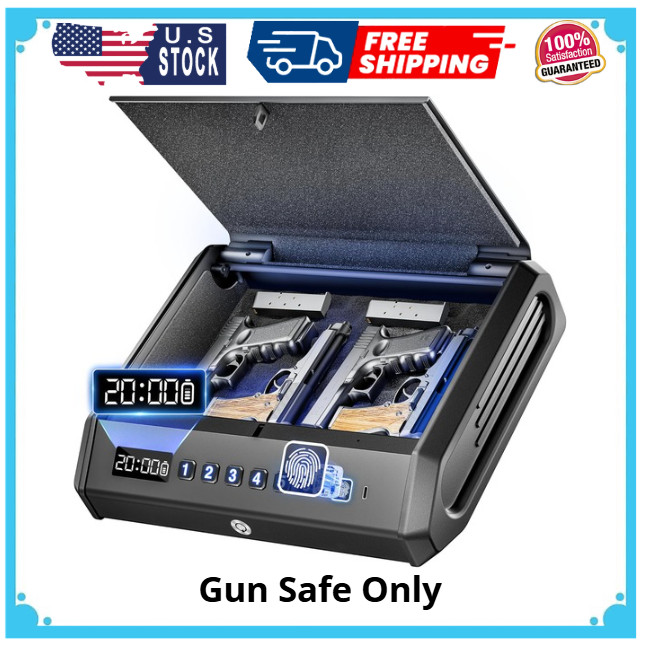 Large Biometric Gun Safe fits 4 pistols, 100 Sets of Fingerprint Handgun Safe...