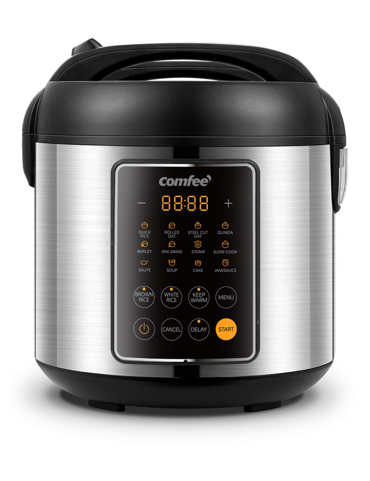 COMFEE' Rice Cooker, 14 Presets_10 Cups Uncooked, Black and Stainless Steel