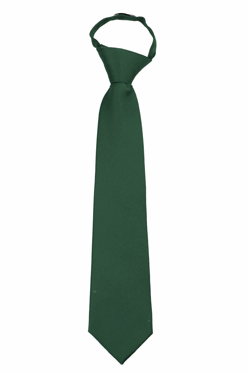 Men's Extra Long Hunter Green Solid Pretied XL Zipper Necktie Weddings Business