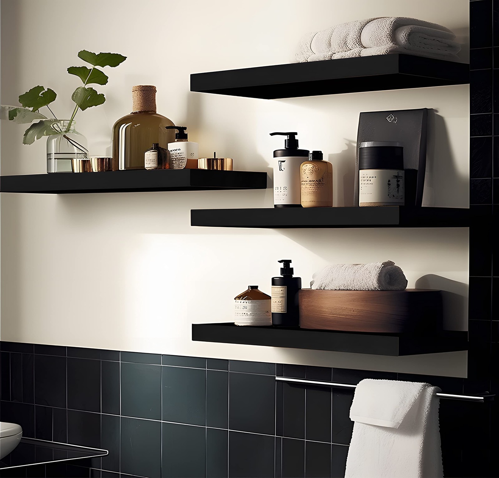 YFYEO Black Wood Floating Shelves for Wall Rustic 17Incn,