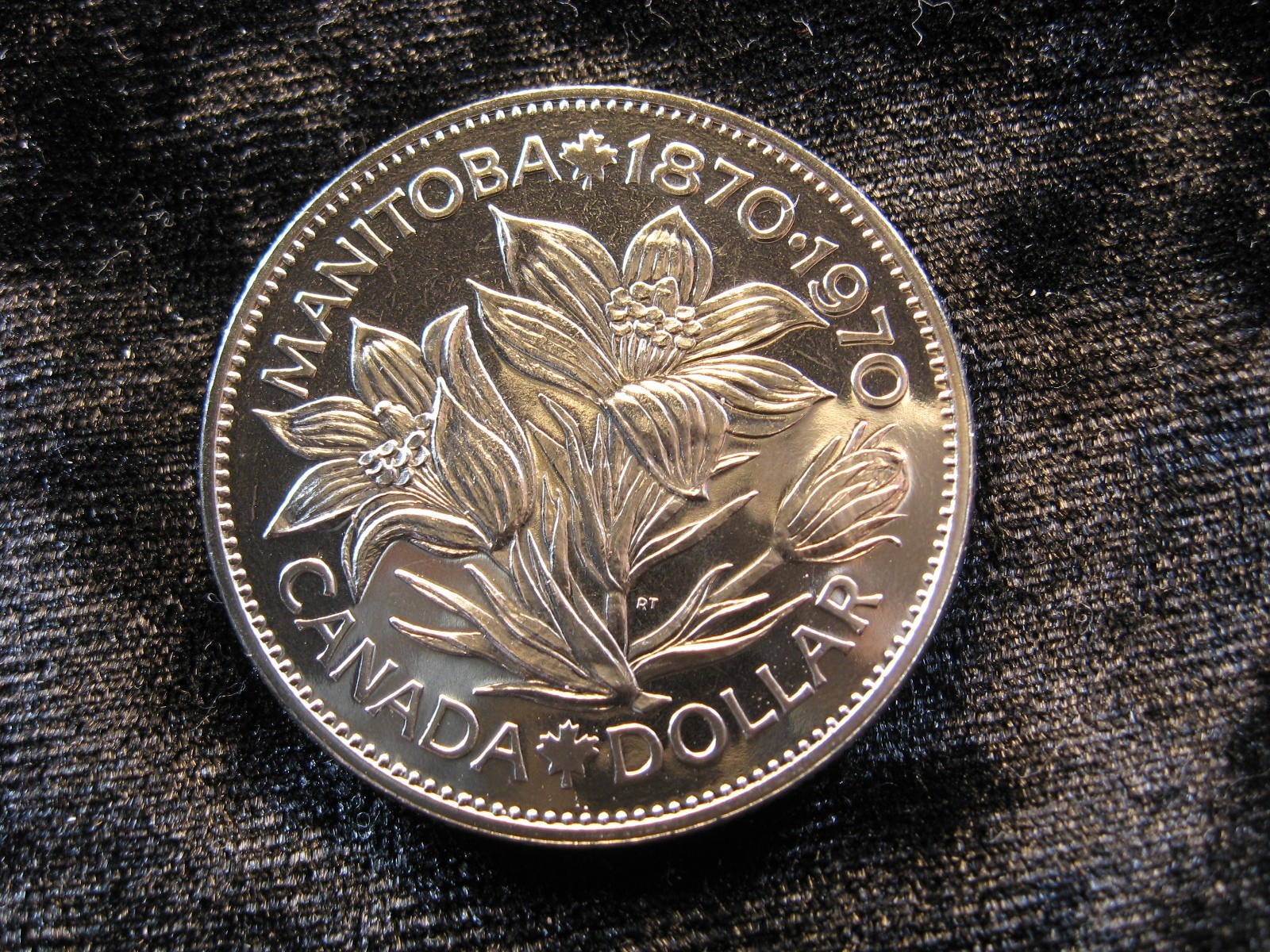 Large old world coin CANADA Manitoba dollar 1970 KM78 Prairie crocus flower 556