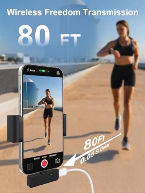 Wireless Lavalier Microphone for iPhone/Android/Laptop with Magnetic Wind