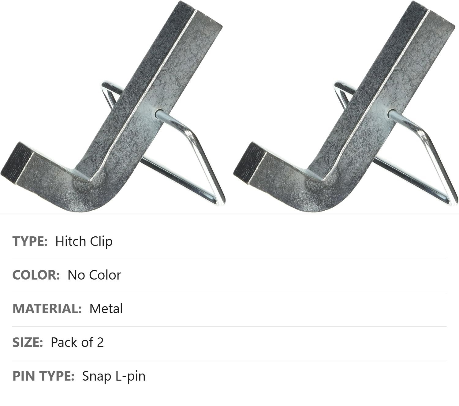 Snap L-Pin Hitch Clips, 2 Pack, Metal