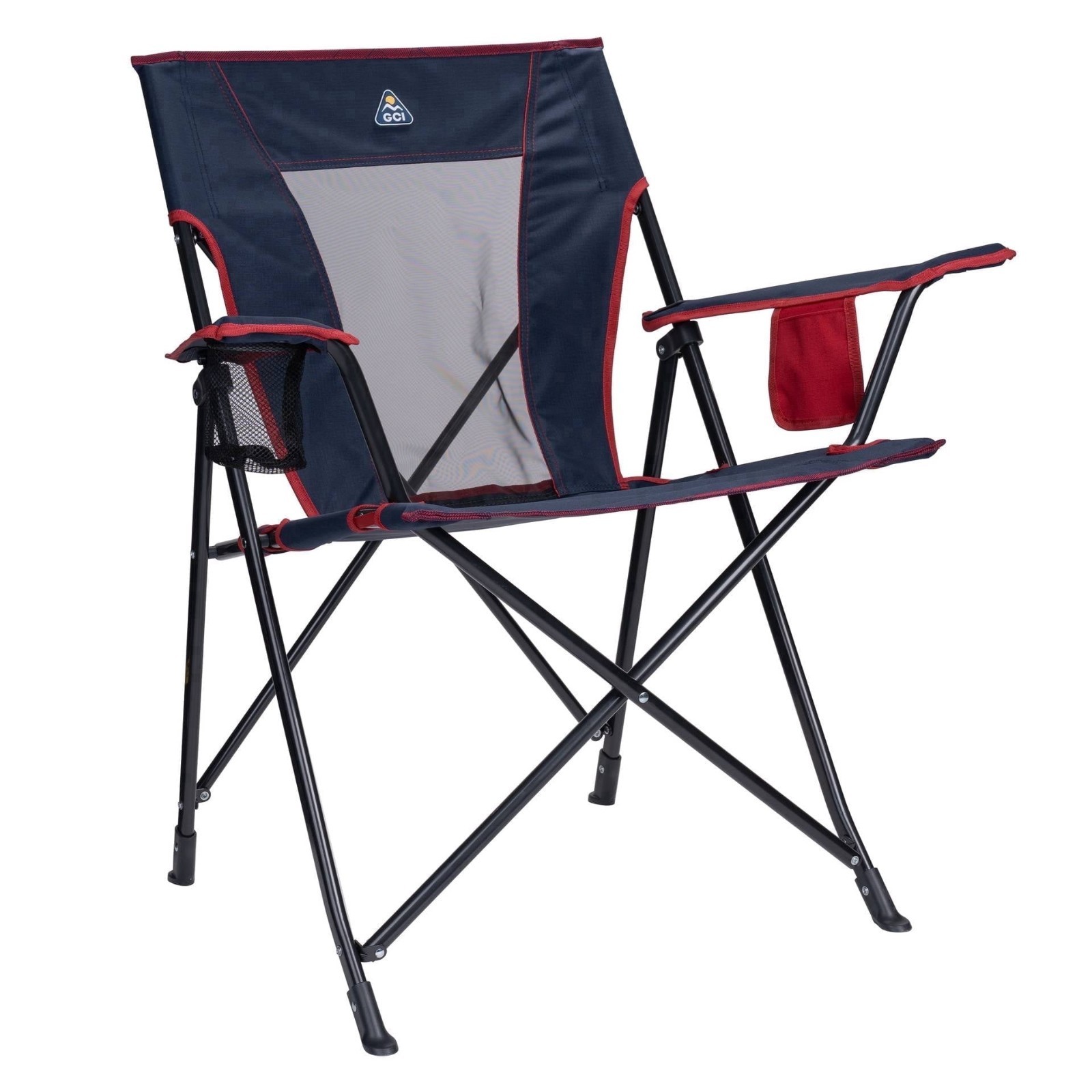 GCI Outdoor Comfort Quad Lightweight Foldable Camping Chair, Indigo/Red