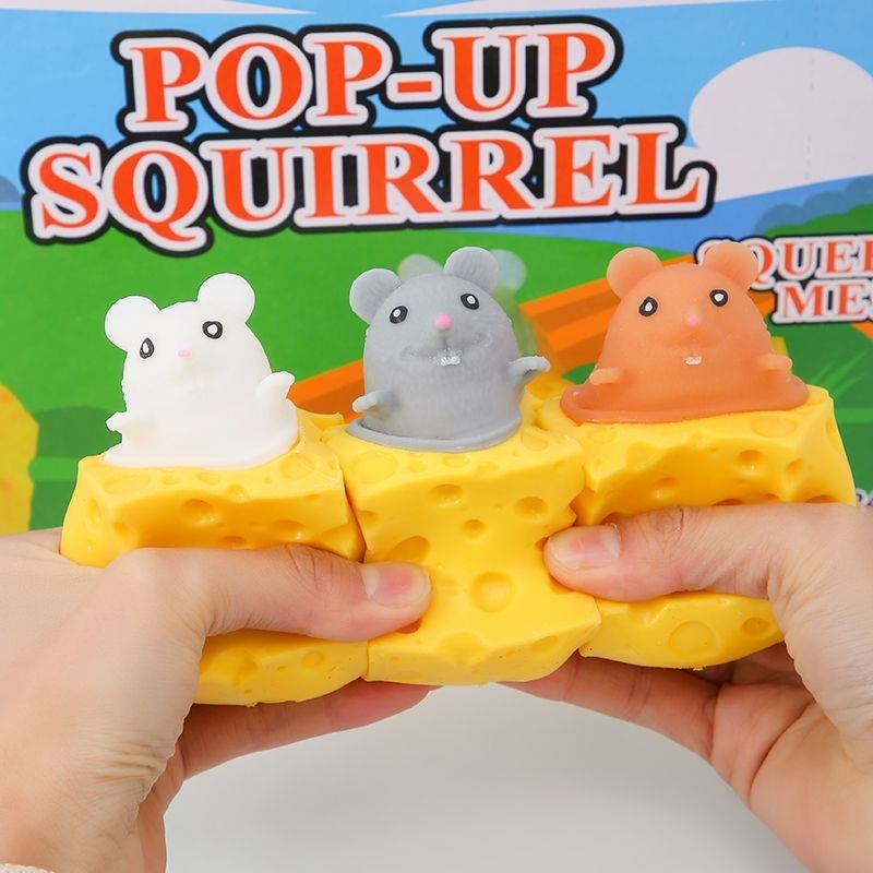 Squishy Mouse Cheese Cup Squeeze Toy Stress Relief Anxiety Balls Fun Prank Gift