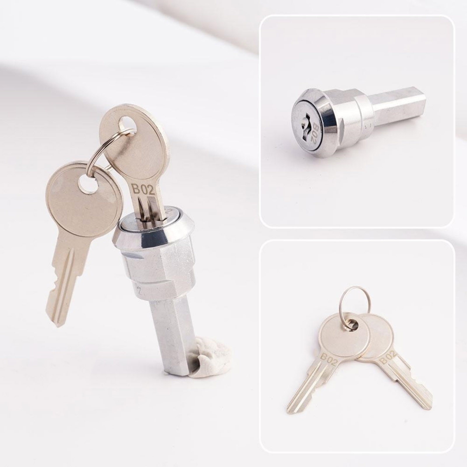 A Set Silver Universal Stainless Toolbox Lock For Movable Tool Cabinet Drawer