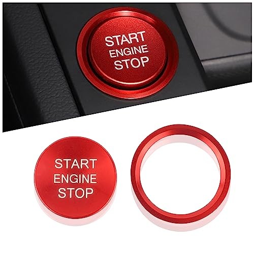 Car Push Start Button Cover Compatible with Audi,Cool Aluminum Engine Start Red