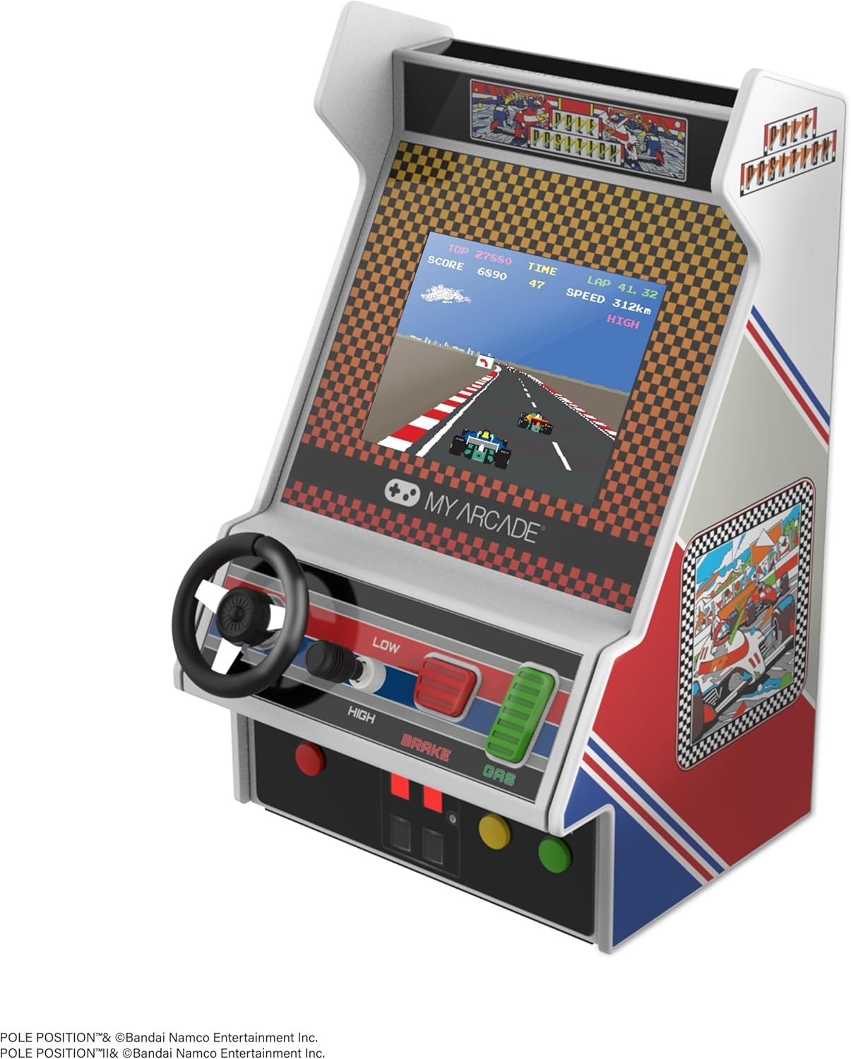 Pole Position Racing Player: Retro Mini Arcade Game Console with 2 Games. Real R