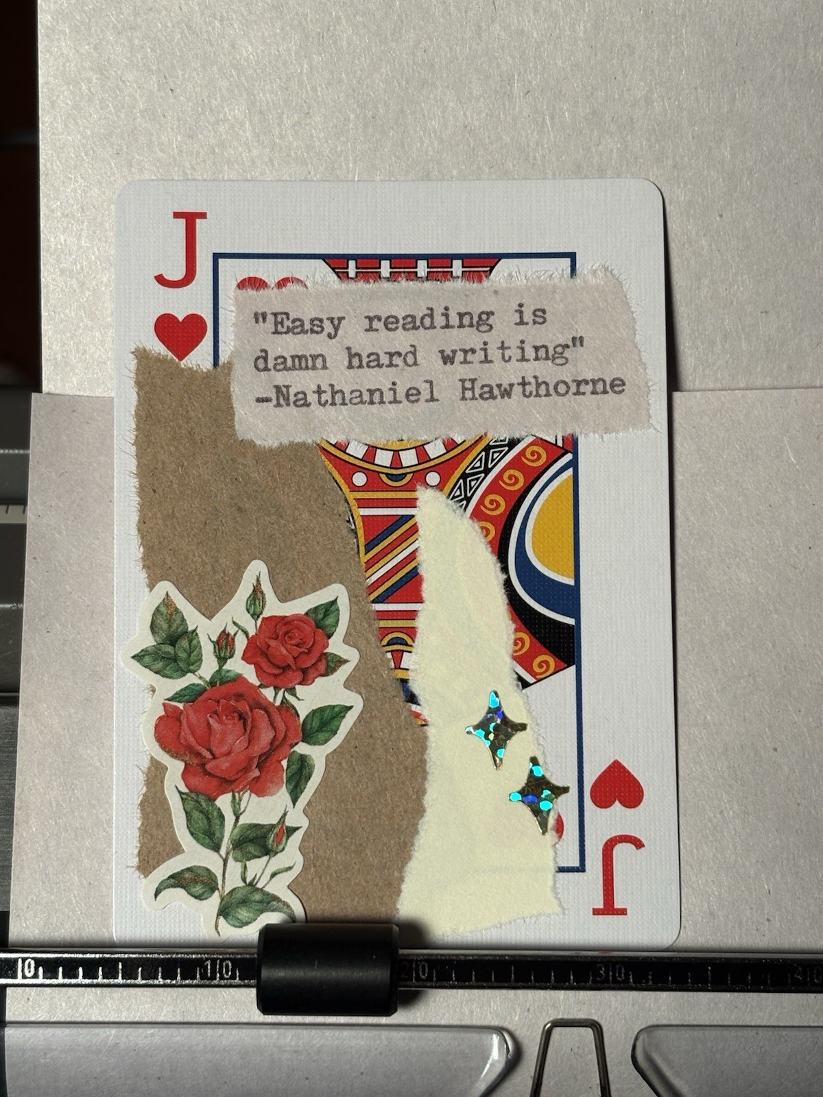 ACEO Nathaniel Hawthorne Rose Mixed Media Art Card 347/365 Mazerzine Quote