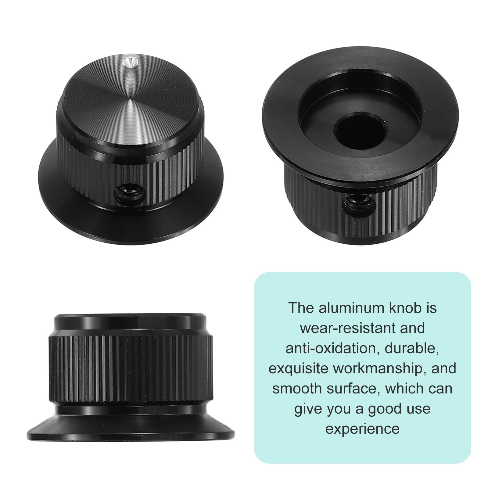 3Pcs Aluminium Potentiometer Knobs 1/4" Volume Tone Control Top Hats Black