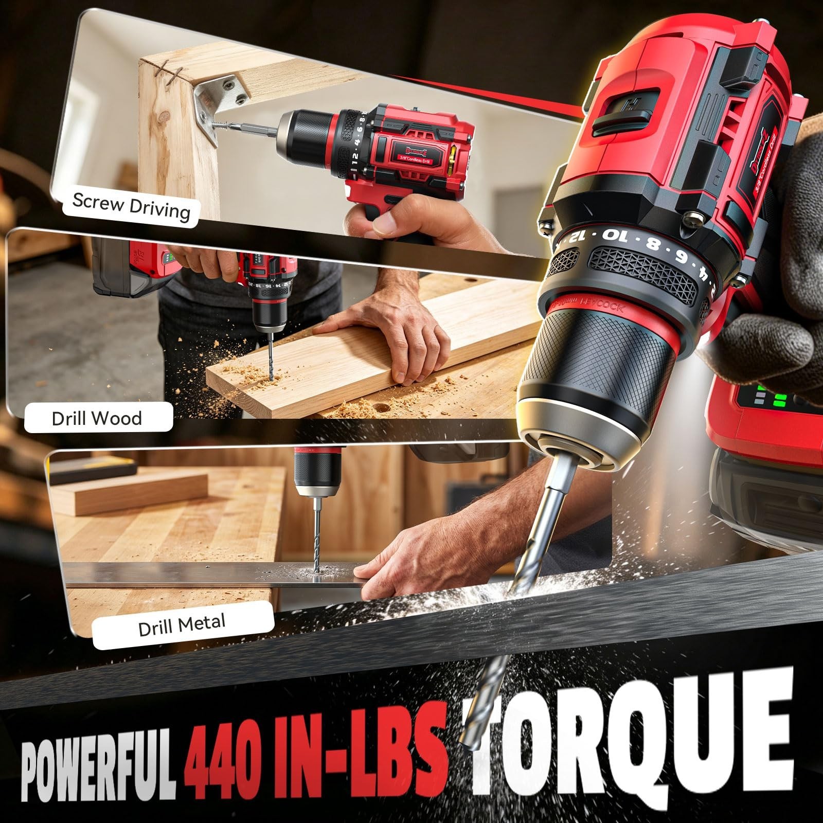 Cordless Brushless Drill & Impact Driver Combo Kit, 18V Battery Compatible, High