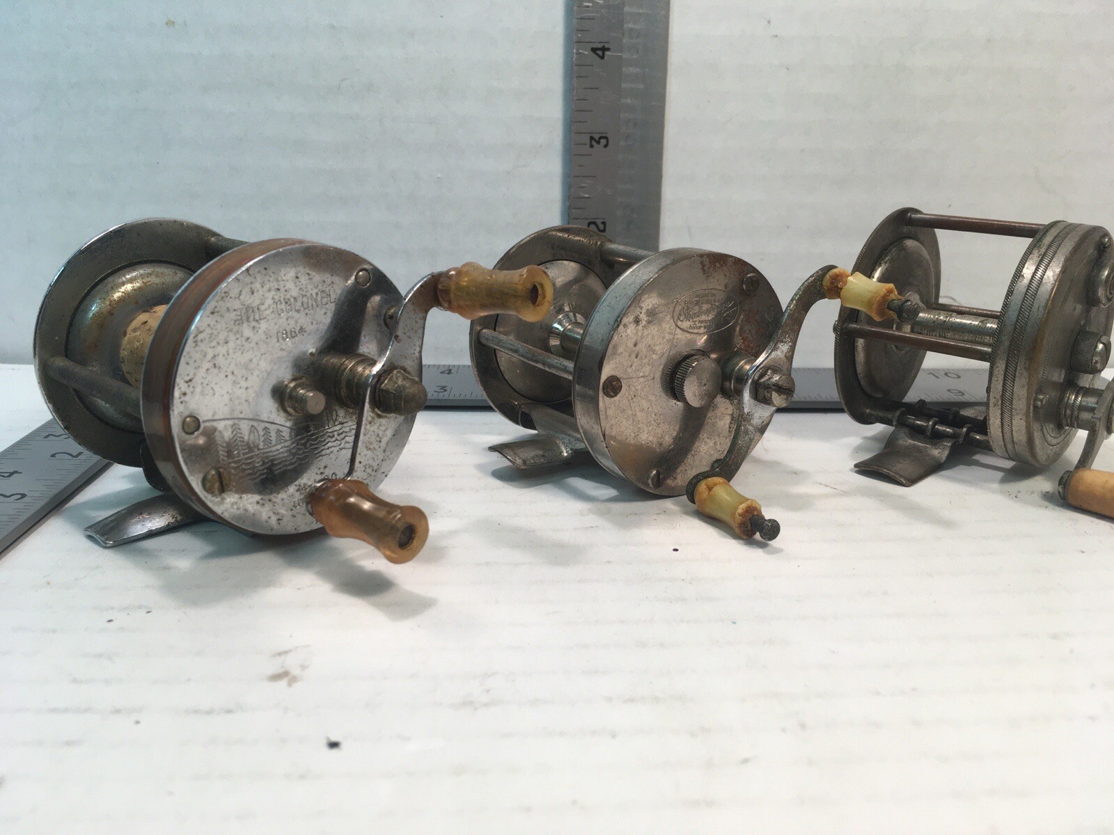 VINTAGE FISHING REELS SHAKESPEARE H-I-CO   LOT OF 3   COLLECTIBLE
