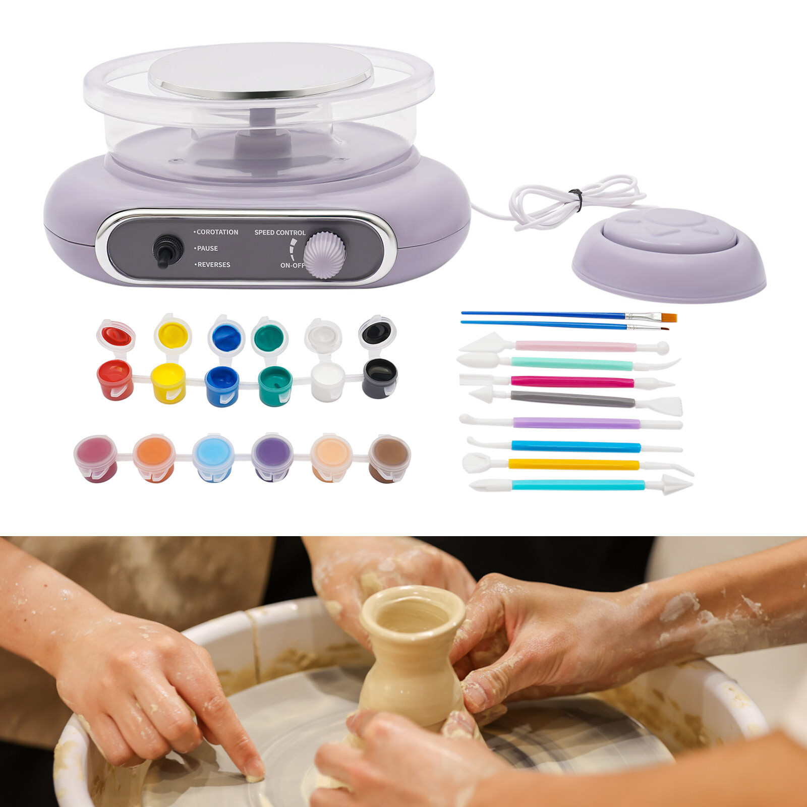 Mini Pottery Wheel Machine Adjustable Electric Clay Make Pottery Machine 200RPM