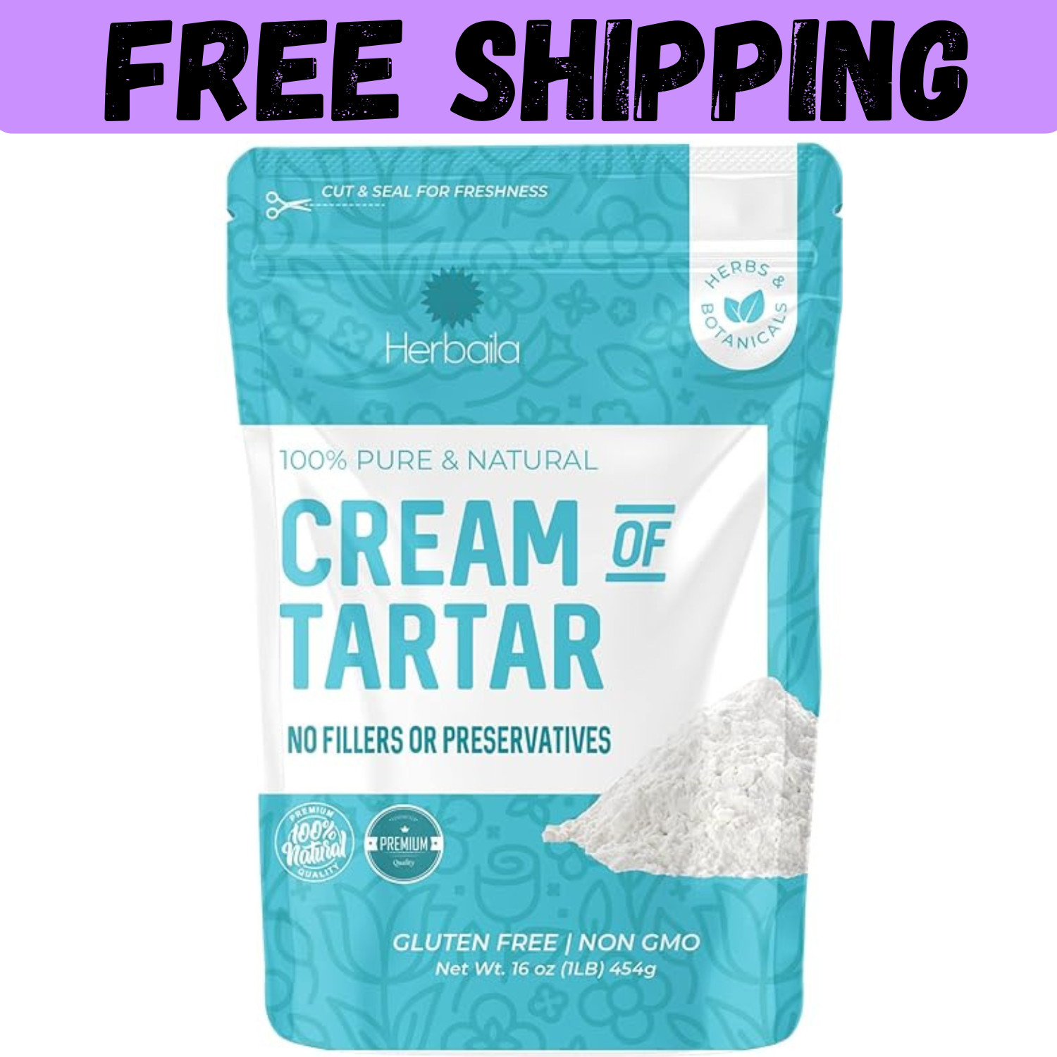 Cream of Tartar for Baking 1lb, Gluten Free, Premium All Natural Food-grade Crea