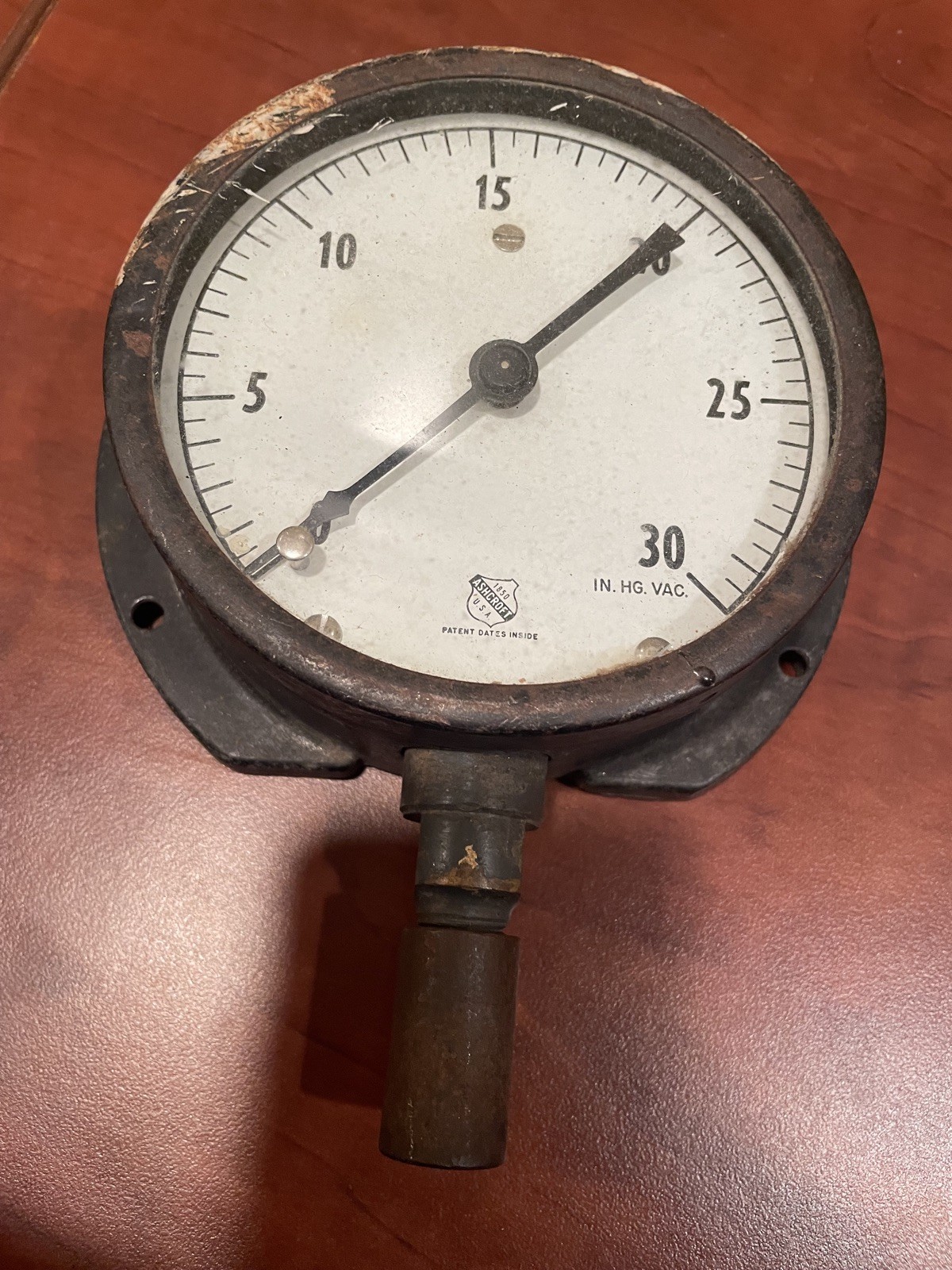 Vintage Ashcroft Pressure Gauge 30 In Hg - 4 1/2" dia. Untested