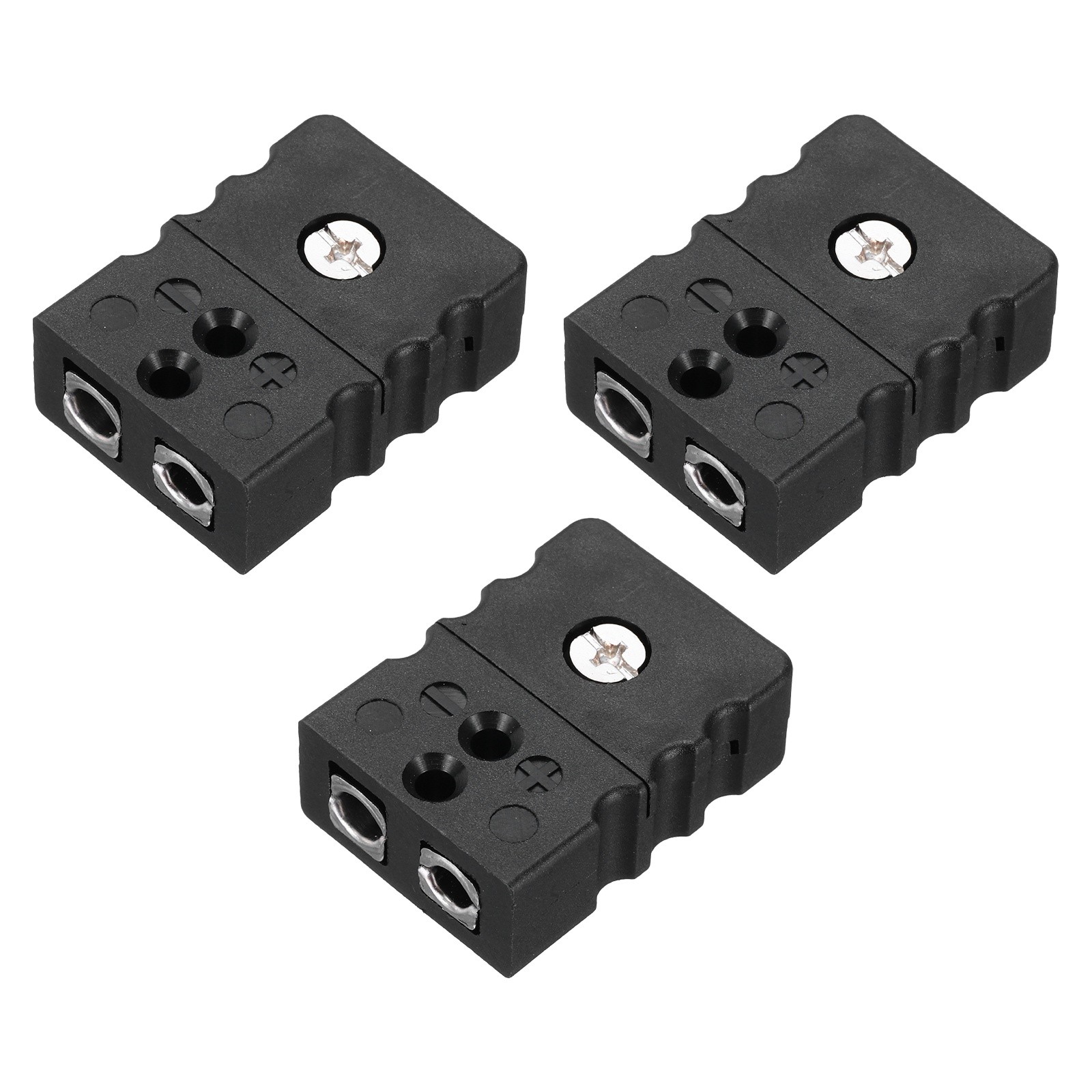 J Type Thermocouple Wire Connectors Female Plug Adapter Round Pin Black 3Pcs