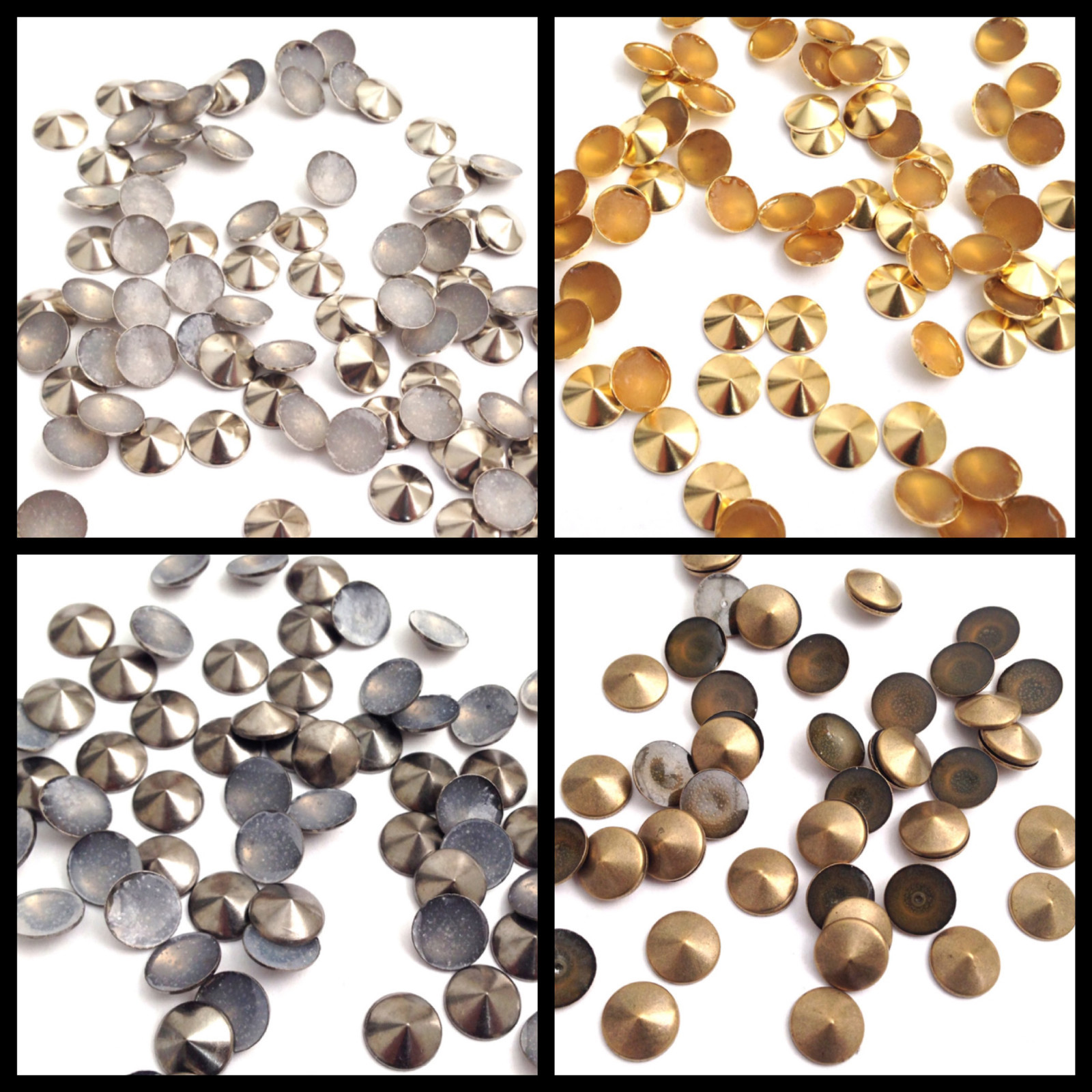 Round Top Pointed Nail Head Iron on Hot Fix Stud Bead shoes Bags Belts Jeans New