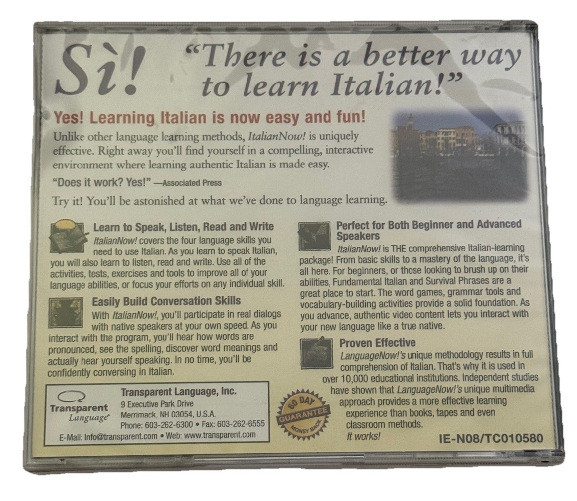 Learn Italian Now Transparent Language Learning Master Program PC CD-ROM #8
