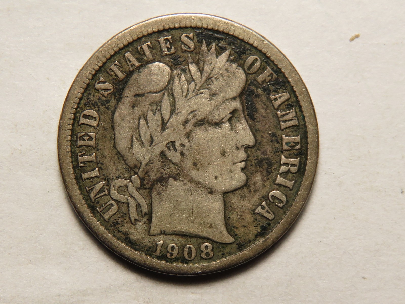 1908-D Barber Dime Grading VF