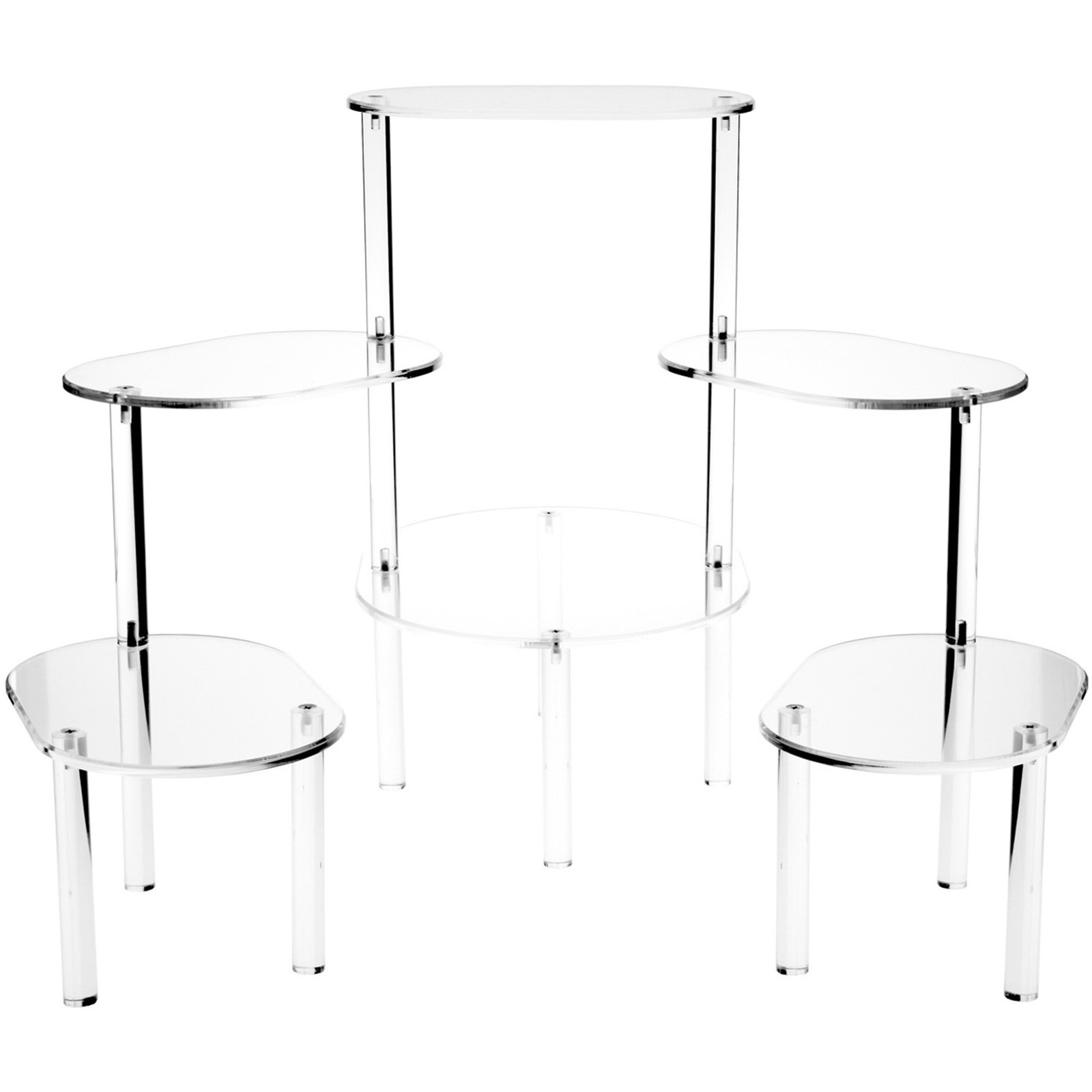 Plymor Clear Acrylic Oval 6-Platform Multi-Item Display Riser, 25" H x 62" W