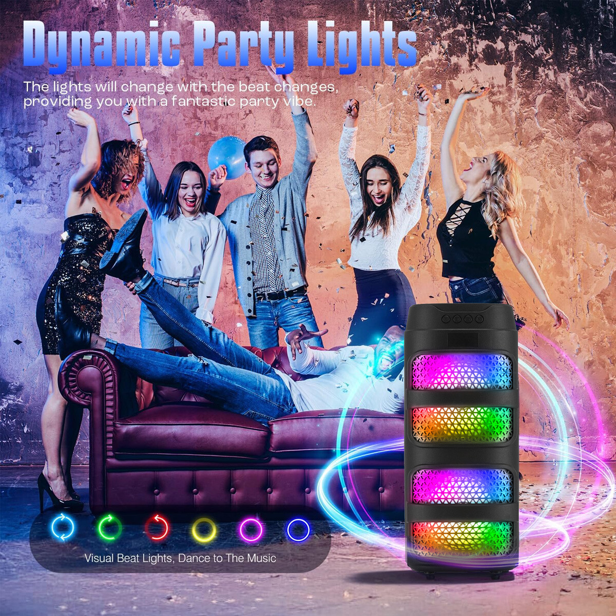 Dual 4" 3000W Portable Bass Heavy Bass Bluetooth Speakers Stereo Party TWS Sound