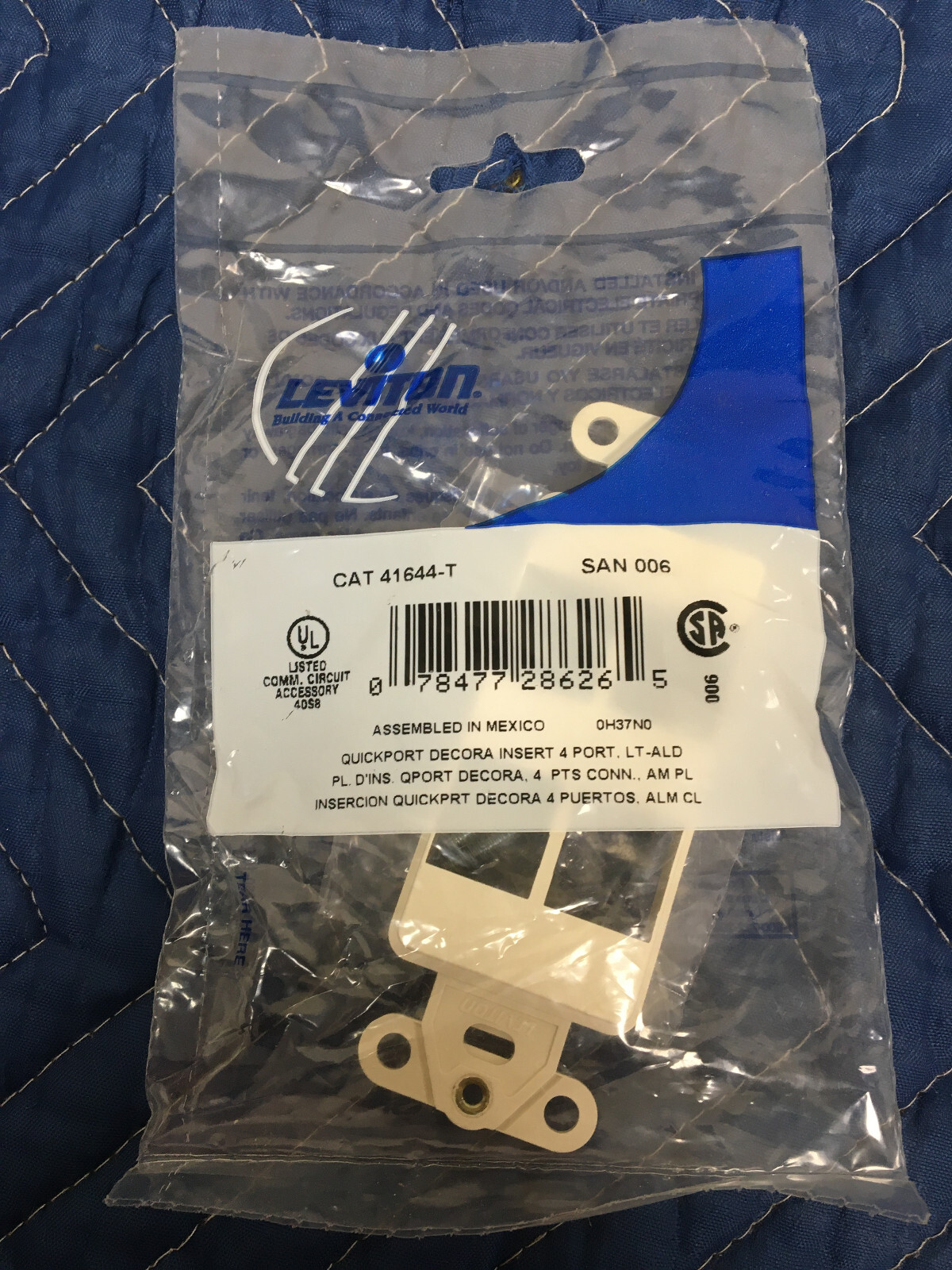 NEW - Leviton 41644-T QuickPort Decora Insert, 4-Ports, Light Almond