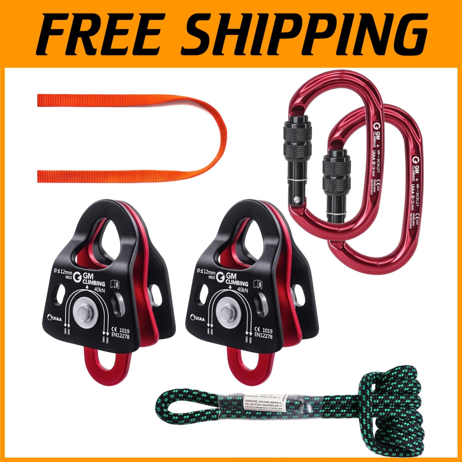 Micro Double Pulley Haul Kit - 5:1 Mechanical Advantage