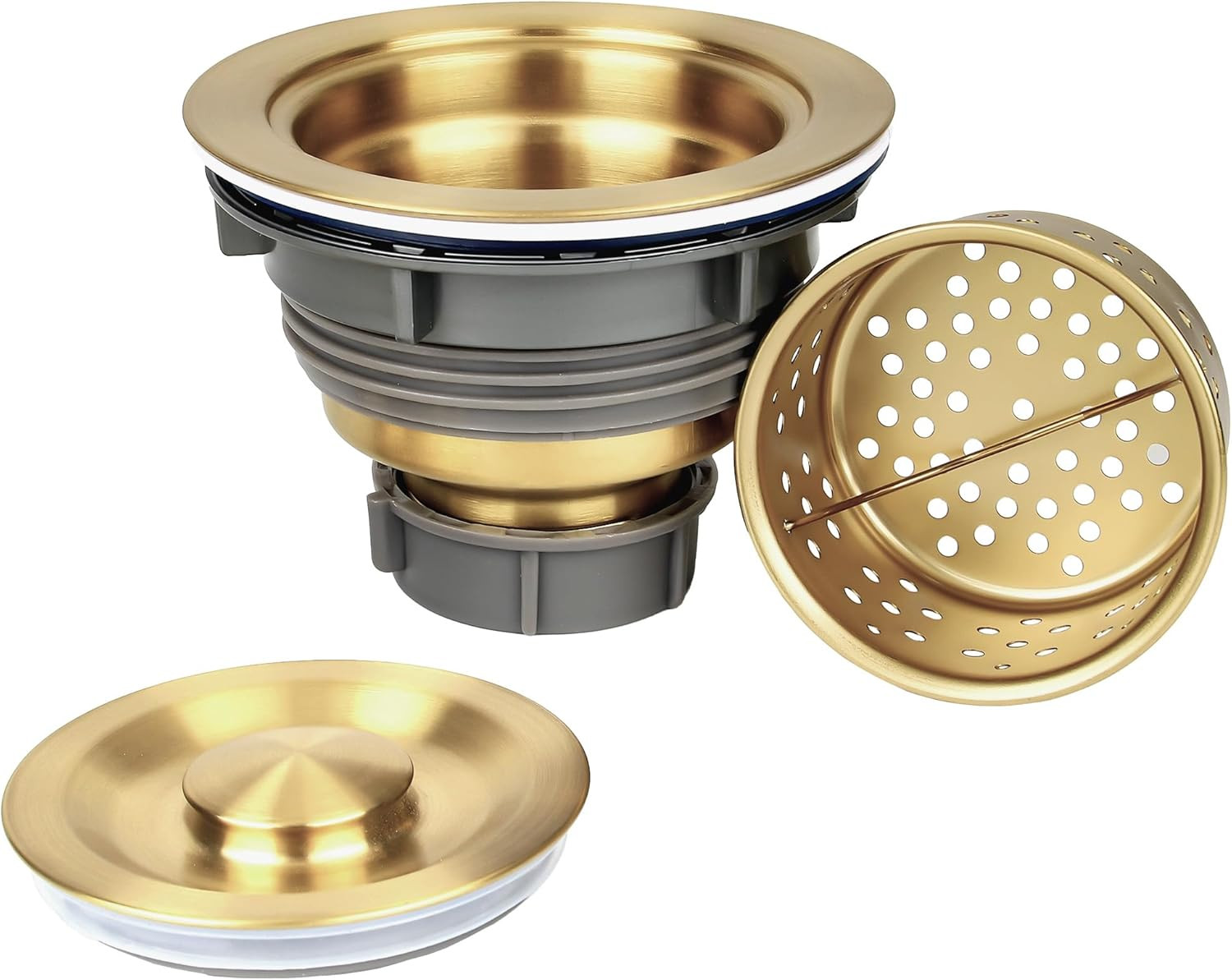 Kitchen Sink Drain Strainer Assembly, Sink Drain 304 Stainless Steel with Remova