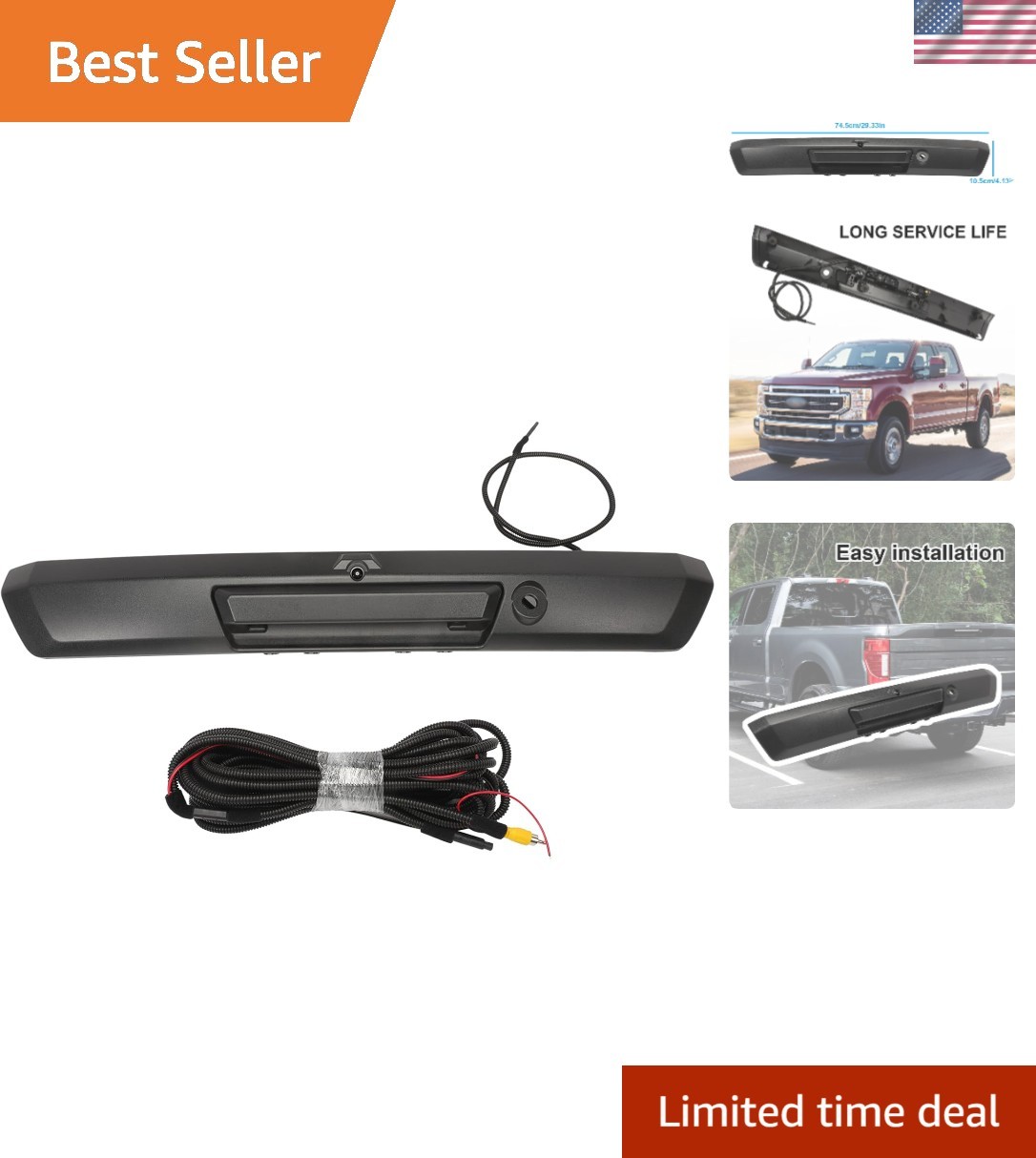 Tailgate Handle with Rear View Backup Camera Compatible for F250 F350 F450 Su...