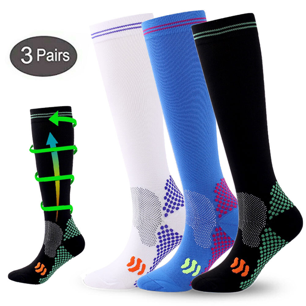 3Pair Men Sports Breathable Tube Long High Socks Knee Warm Casual Footy Soccer