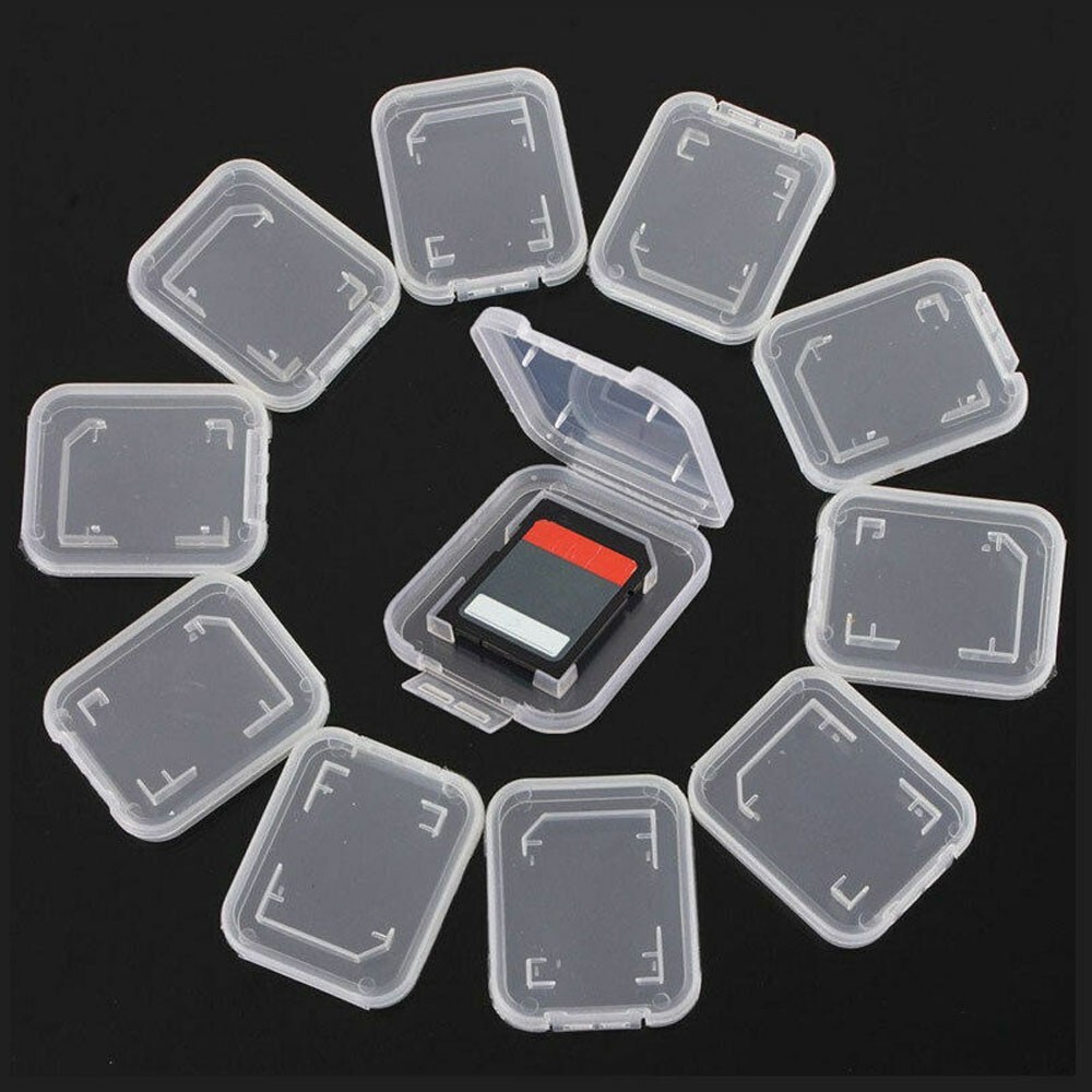 60pcs Plastic Transparent Standard SD SDHC Memory Card Case Holder Storage Box