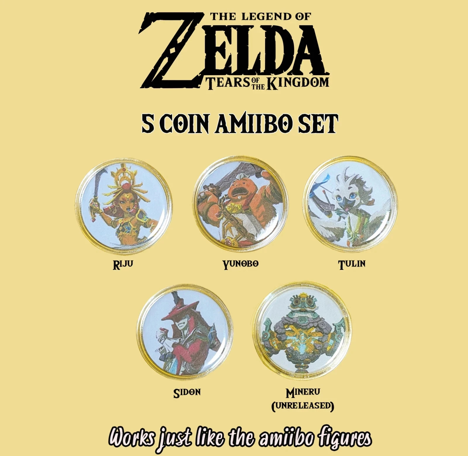 Zelda: Tears of the Kingdom - 5 Amiibos - Mineru, Riju, Yunobo, Tulin, Sidon