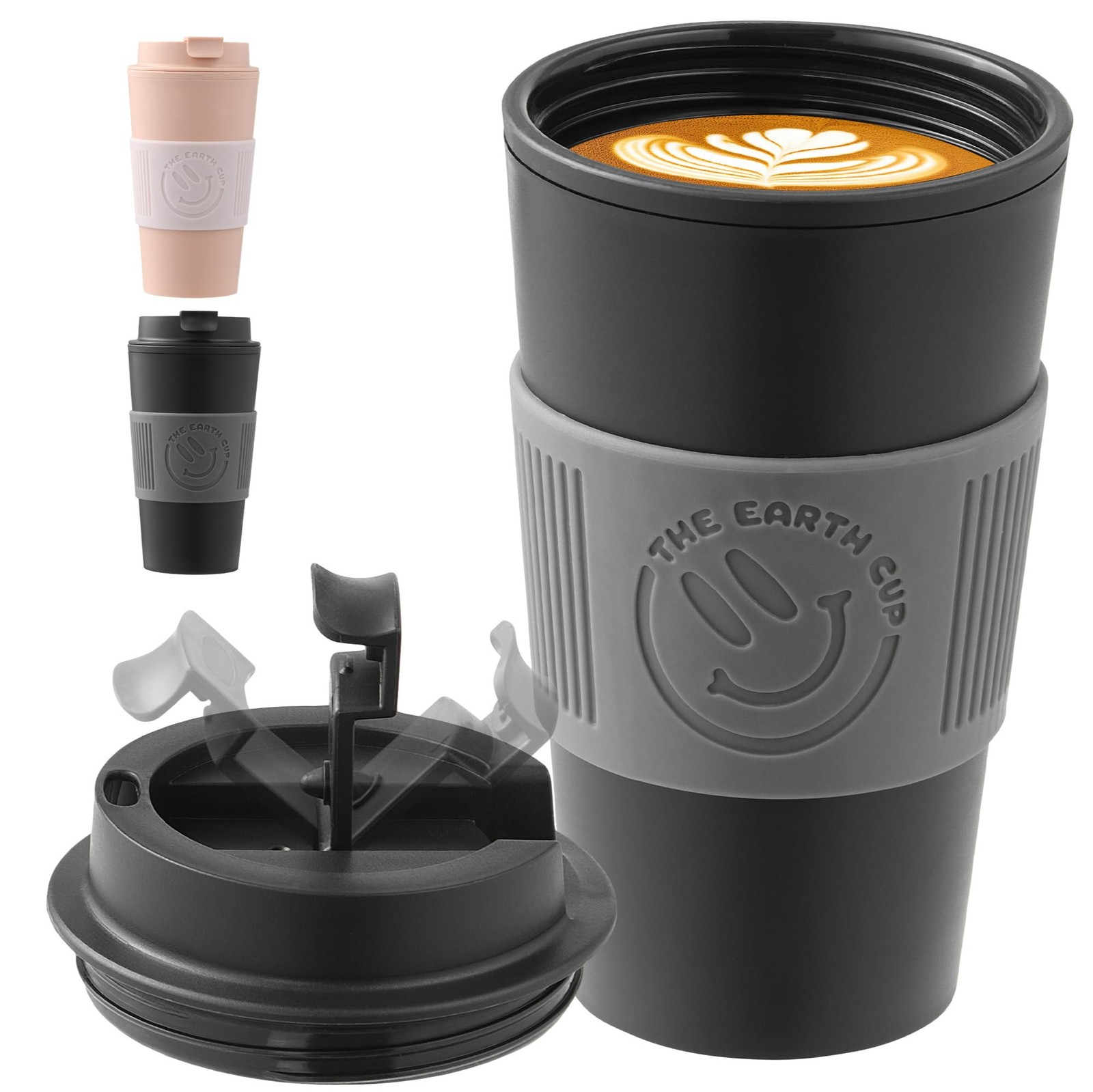 Reusable Coffee Tumbler Cup - Insulated Travel Coffee Mug with Lid 16oz Black
