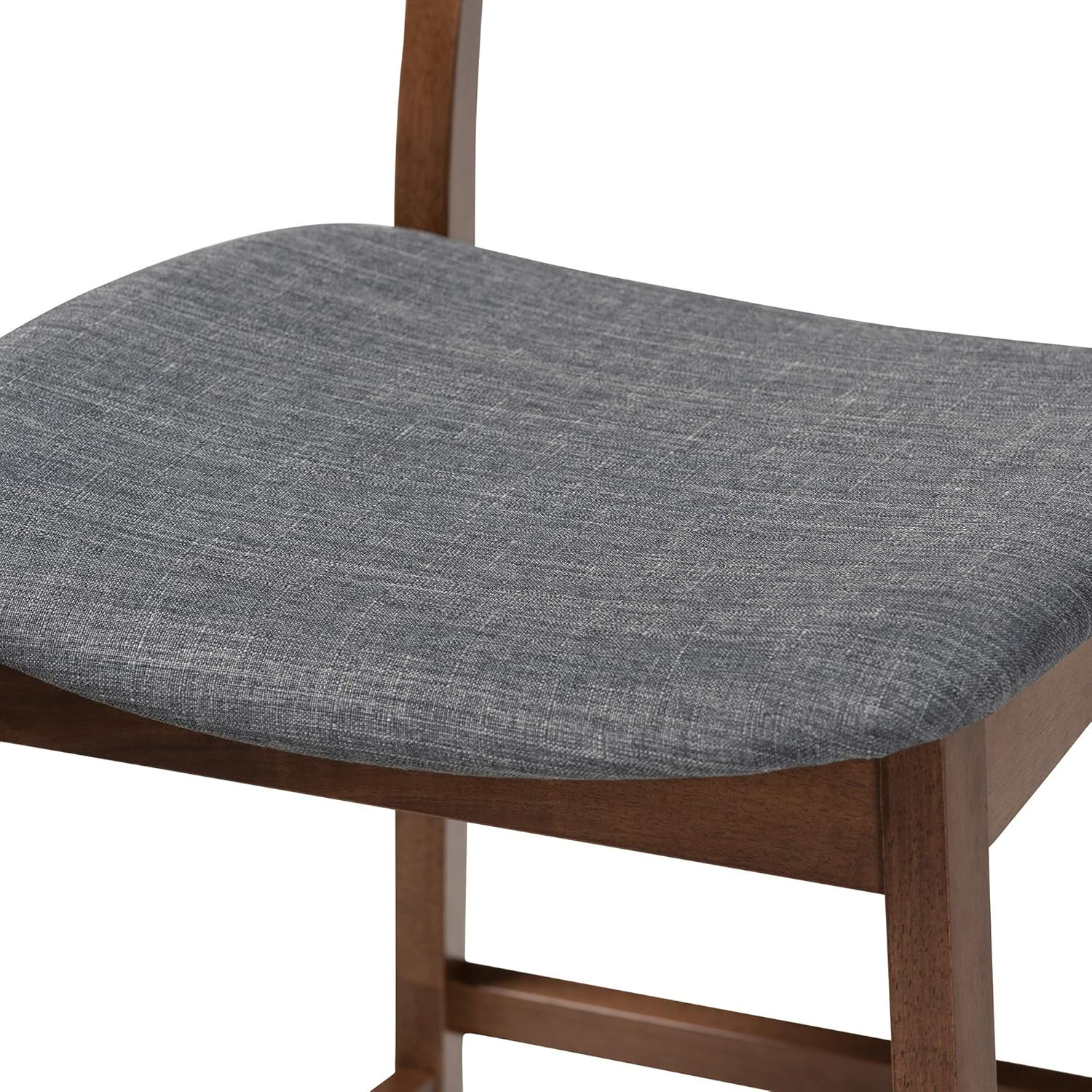 Modern Dark Grey Fabric Counter Stool Set with Walnut Finish - 2 Pieces