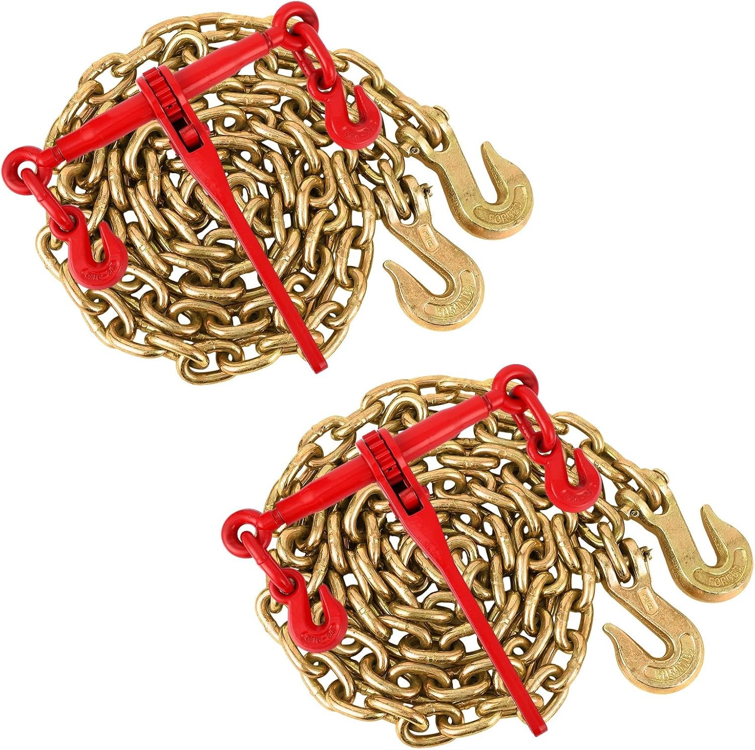 2PCS 3/8-1/2 in Chain Binders Set 3/8 "×10 ft Chains Grade 70 Binders and Chains