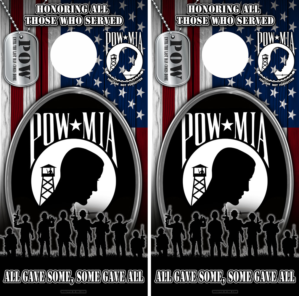 Cornhole Board Wrap POW US Veteran American Flag Honoring Military Prisoners 02